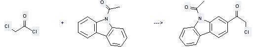 Ethanone,1-(9H-carbazol-9-yl)- can be used to produce 1-(9-acetyl-carbazol-2-yl)-2-chloro-ethanone at the ambient temperature